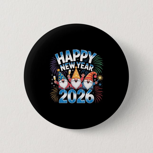 Happy New Year 2026 Gnomes Family Party New Years  Button (Vorderseite)