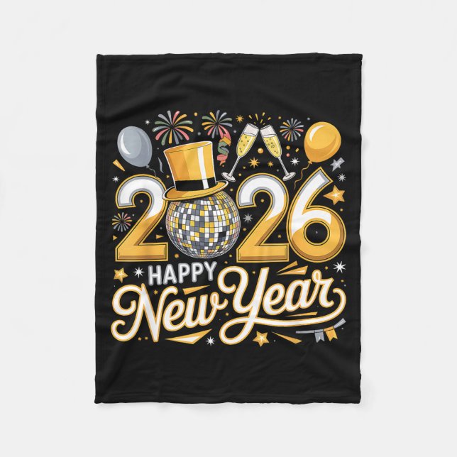 Happy New Year 2026 Gold Party Celebration Gift  Fleecedecke (Vorderseite)