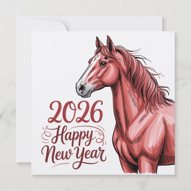 Happy New Year 2026 Grußkarte - Chinesisch - Zodia (Vorderseite)