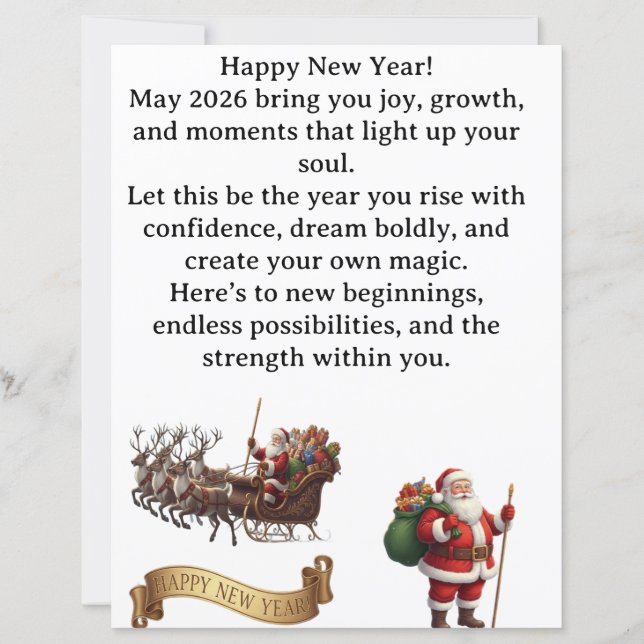 Happy New Year 2026 – Inspirational Greeting Card (Vorderseite)