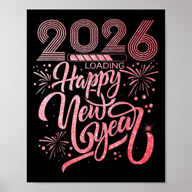 Happy New Year 2026 Loading Fireworks Party Poster (Vorne)