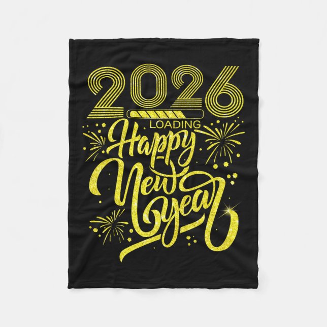 Happy New Year 2026 Loading Fireworks Party Premiu Fleecedecke (Vorderseite)