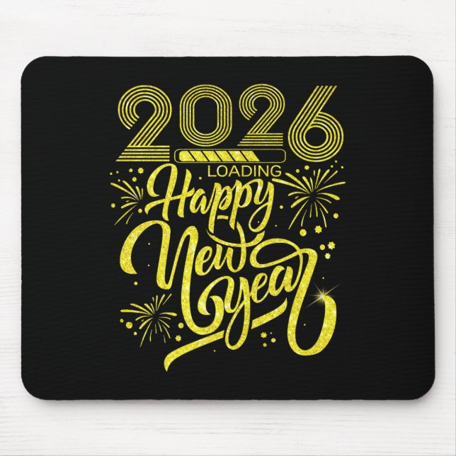 Happy New Year 2026 Loading Fireworks Party Premiu Mousepad (Vorne)
