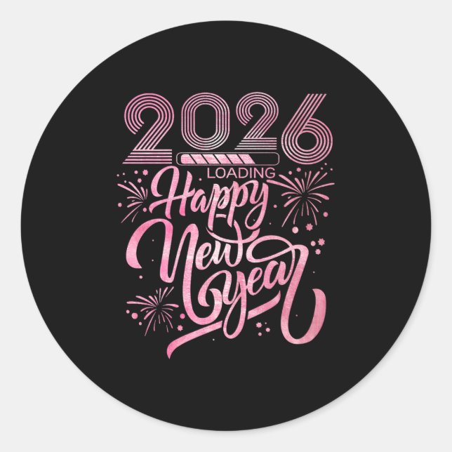 Happy New Year 2026 Loading Fireworks Premium Runder Aufkleber (Vorderseite)