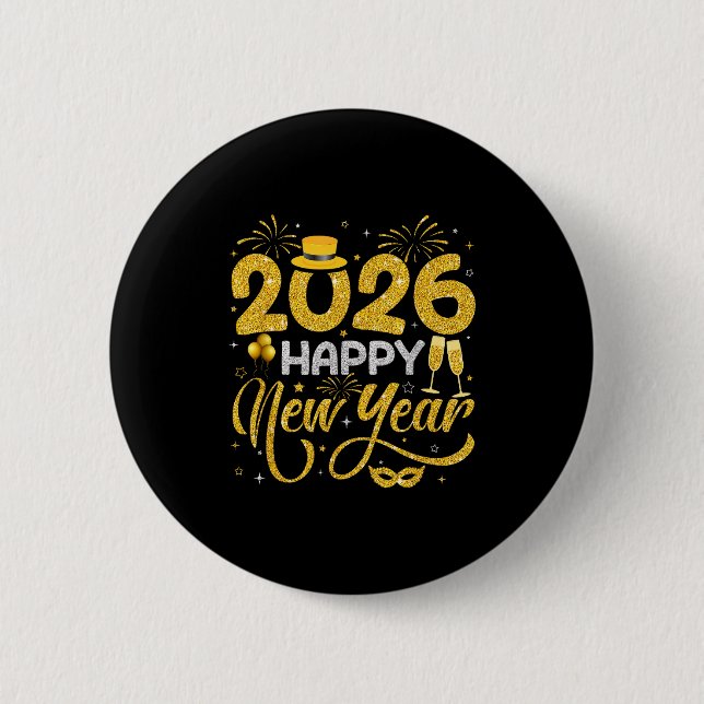 Happy New Year 2026 New Years Eve Party Countdown  Button (Vorderseite)