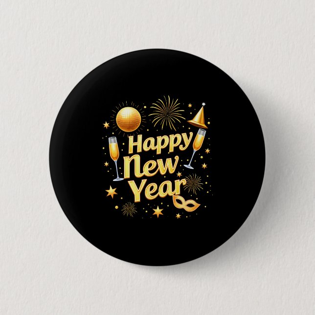Happy New Year 2026 New Years Eve Party Countdown  Button (Vorderseite)