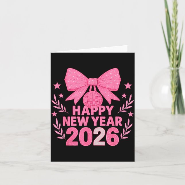 Happy New Year 2026 Nk Bow Coquette Family  Karte (Vorderseite)