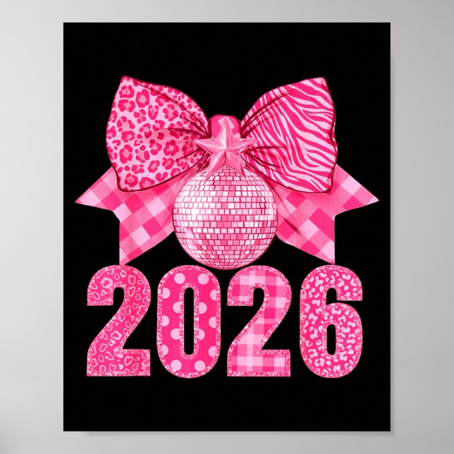 Happy New Year 2026 Nk Bow Patchwork Leopard Zebra Poster (Vorne)