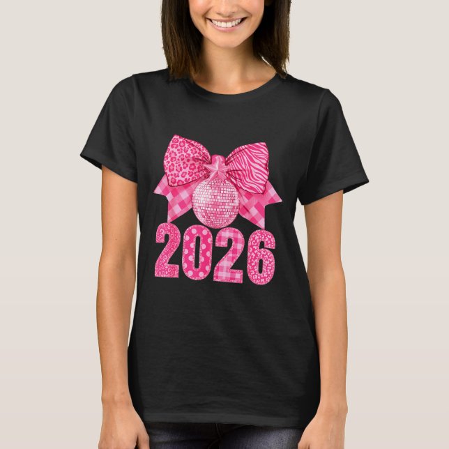 Happy New Year 2026 Nk Bow Patchwork Leopard Zebra T-Shirt (Vorderseite)