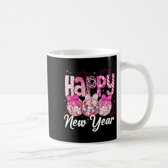 Happy New Year 2026 Nk Coquette Bow Disco Ball Fir Kaffeetasse (Rechts)