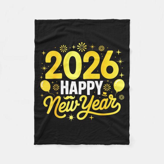 Happy New Year 2026 Party Balloons Fireworks Famil Fleecedecke (Vorderseite)
