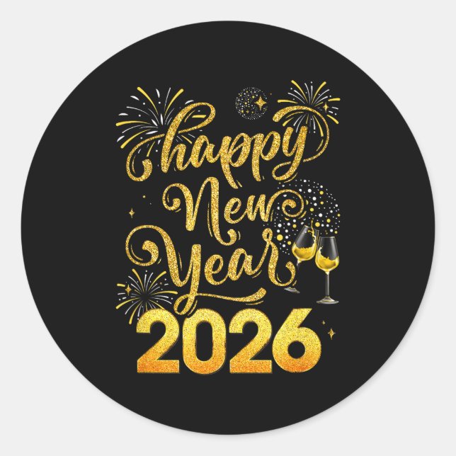 Happy New Year 2026 Party New Years Eve Holiday  Runder Aufkleber (Vorderseite)