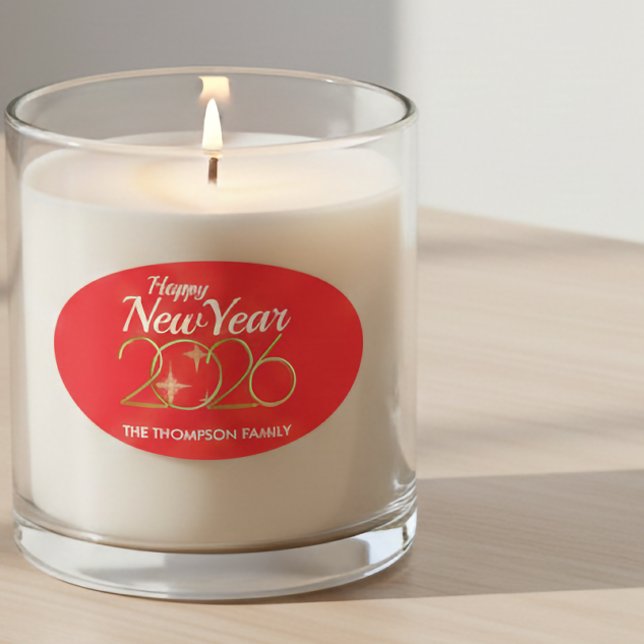 Happy New Year 2026 Personalized Oval Sticker (Créateur téléchargé)