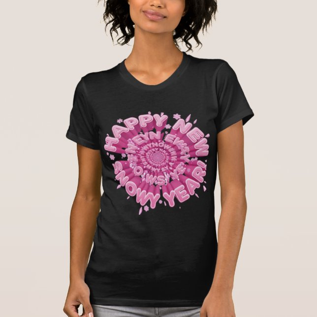 Happy New Year 2026 Pink Snowy Spiral T-Shirt (Vorderseite)