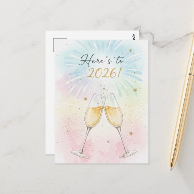 HAPPY NEW YEAR 2026  POSTKARTE (Vorderseite/Rückseite Beispiel)