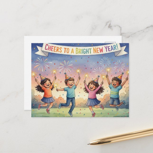 HAPPY NEW YEAR 2026  POSTKARTE (Vorderseite/Rückseite Beispiel)