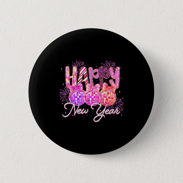 Happy New Year 2026 Preppy New Years Nk Coquette B Button (Vorderseite)