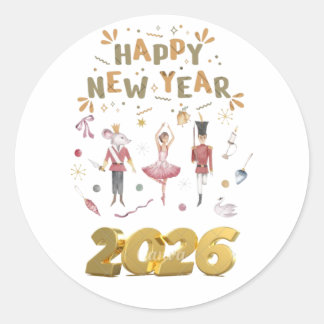 happy new year 2026 runder aufkleber