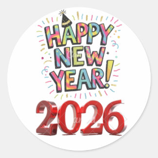happy new year 2026 runder aufkleber