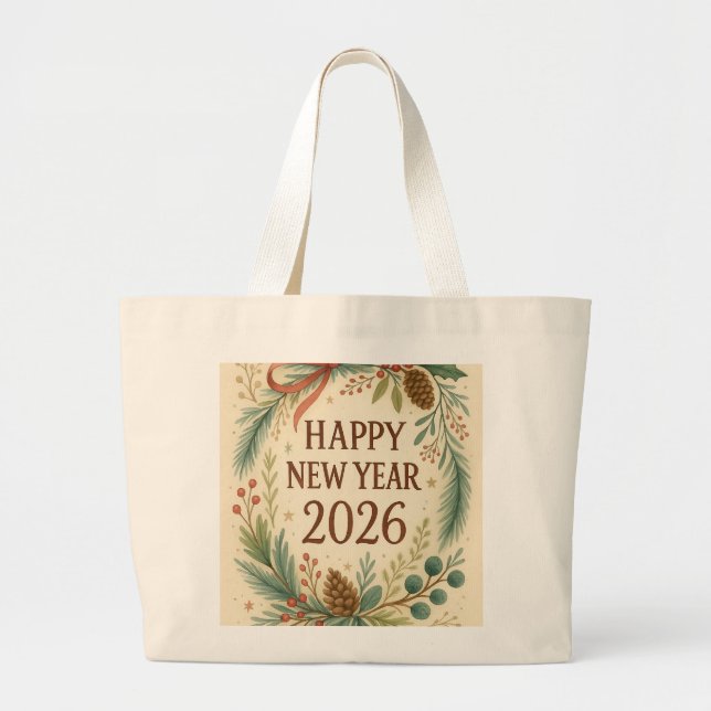 happy new year 2026 rustic tote bag (Devant)