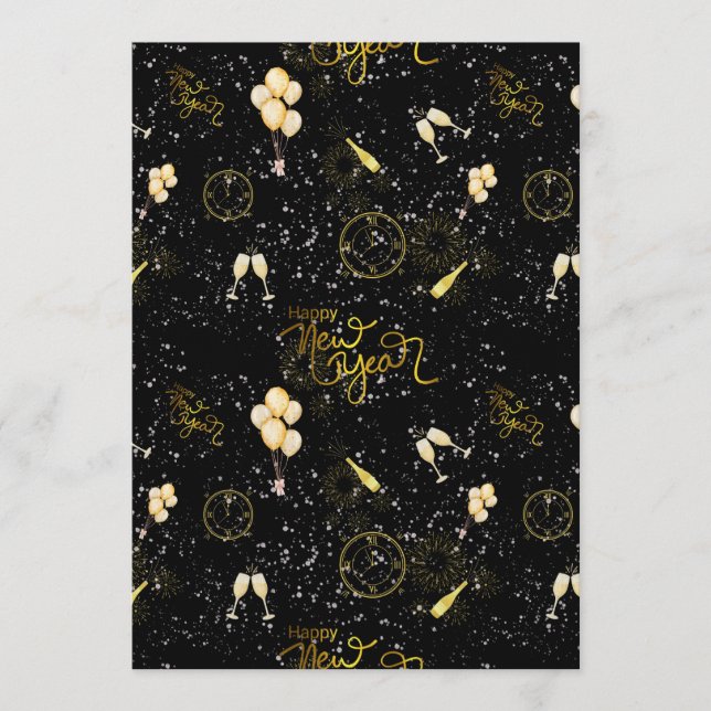 Happy New Year 2026 Seamless Pattern Einladung (Vorderseite)