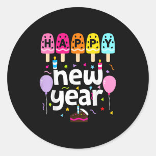Happy New Year 2026 Silvester Party Kinder Mädchen Runder Aufkleber