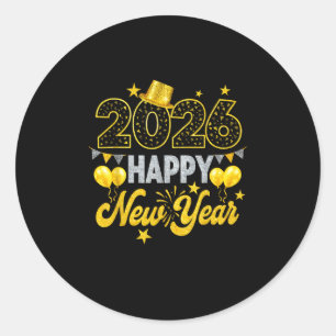 Happy New Year 2026 Silvester Party Runder Aufkleber