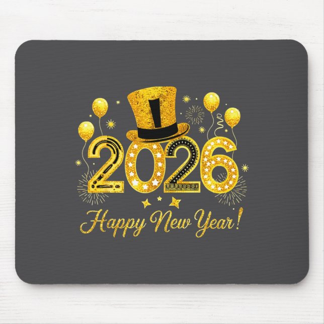 Happy New Year 2026 Top Hat Balloons Party New Yea Mousepad (Vorne)