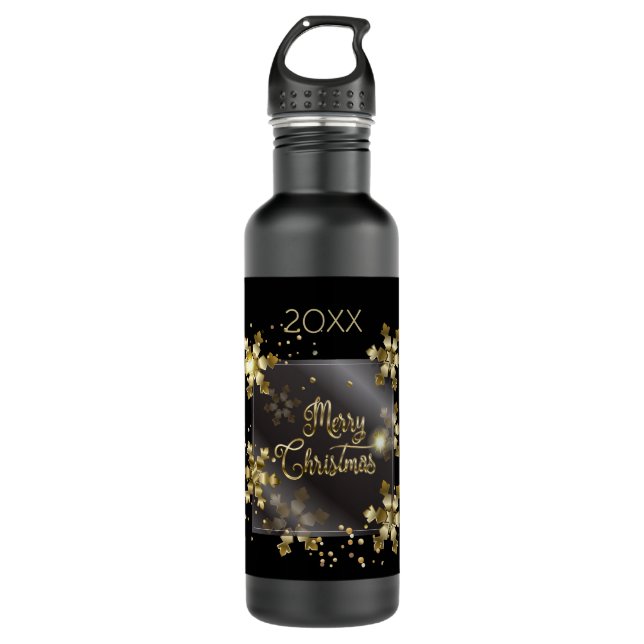 Happy New Year 20XX & Gold Weihnachten Luxus Edelstahlflasche (Vorderseite)