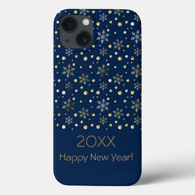 Happy New Year 20XX & Gold Weihnachtsschneeflocken Case-Mate iPhone Hülle (Rückseite)