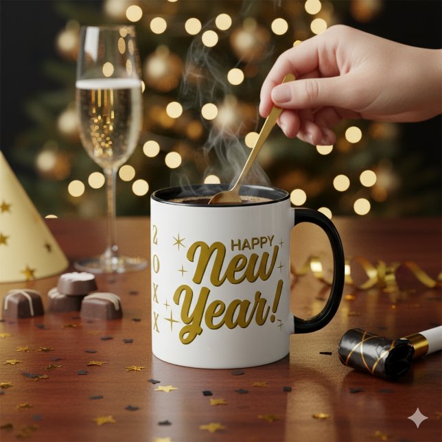 Happy New Year 20XX Große Combo-Tasse mit 11 oz Tasse (Happy New Year 20XX Large 11 oz Combo Mug)