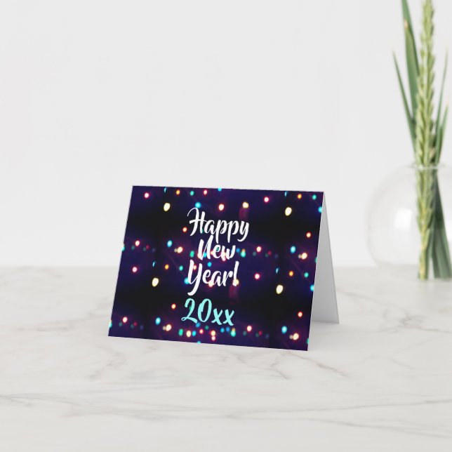 Happy New Year 20xx Holiday Lights Holiday Cards Dankeskarte (Vorderseite)