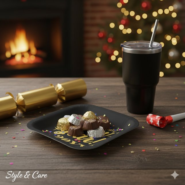 Happy New Year 20YY Custom Square Pappteller (Happy New Year 20YY Custom Square Paper Plates)