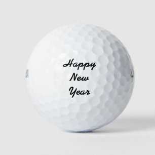 Happy New Year auf weißem Hintergrund Golfball