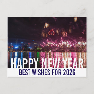 Happy New Year Australia Perth Fireworks Foto Postkarte