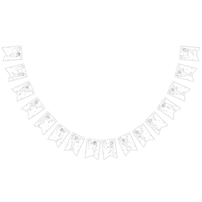 Happy New Year B&W Handgezeichnete Tanzkönigin Wimpelkette (Alle)