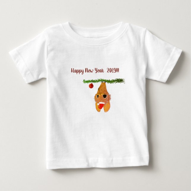 Happy New Year Baby Bat Niedliches Shirt (Vorderseite)