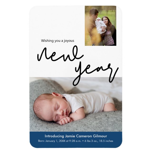 Happy New Year Baby Birth Ankündigung Magnet (Vertikal)