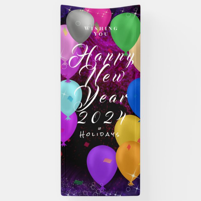 Happy New Year Balloon Banner (Vertikal)