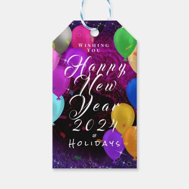 Happy New Year Balloon Geschenkanhänger (Vorderseite)
