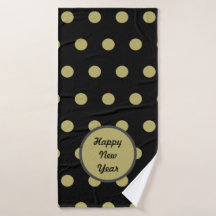 Happy New Year Bath Handtuch (Schwarz & Gold)
