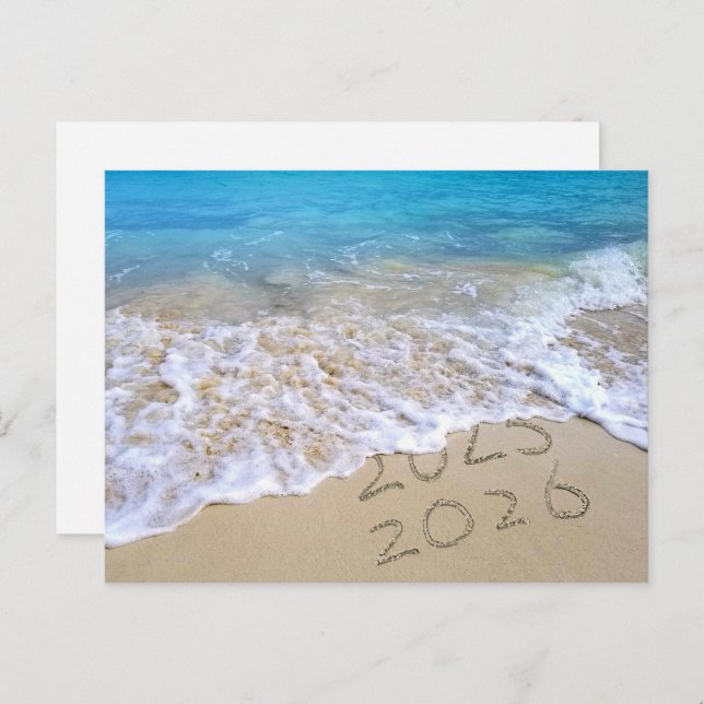 Happy New Year Beach Postkarte (Vorne/Hinten)
