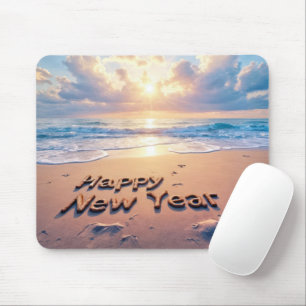 Happy New Year Beach Text Mousepad