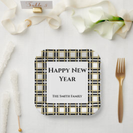 Happy New Year Black Gold Boxes Pappteller