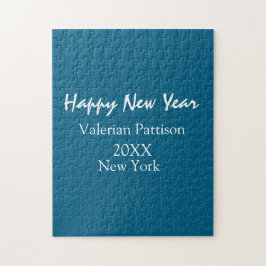 Happy new year blue name place year boho simple