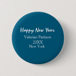 Happy new year blue name place year boho simple  button
