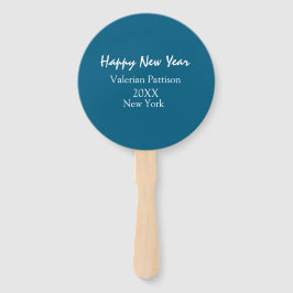 Happy new year blue name place year boho simple  fächer