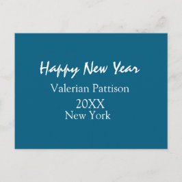 Happy new year blue name place year boho simple  feiertagspostkarte