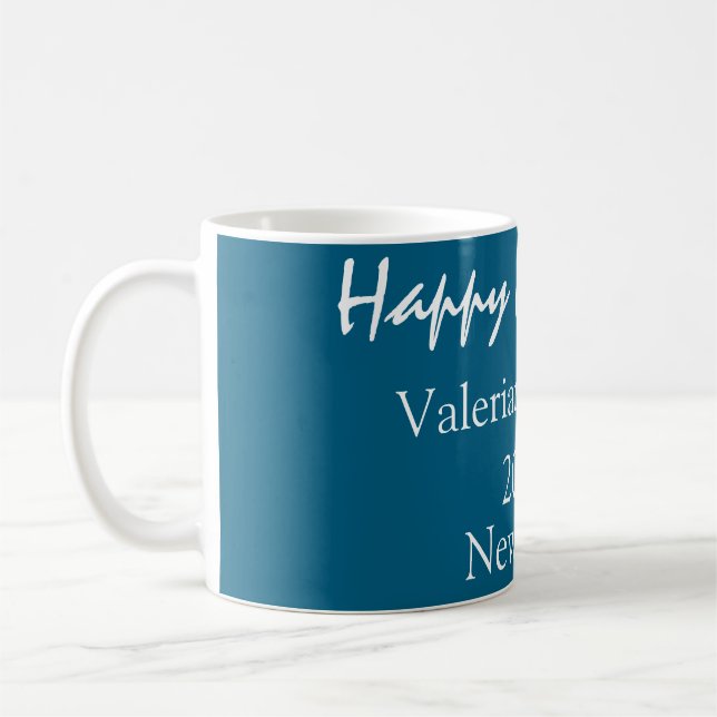 Happy new year blue name place year boho simple  kaffeetasse (Links)
