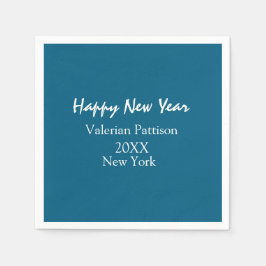 Happy new year blue name place year boho simple  serviette
